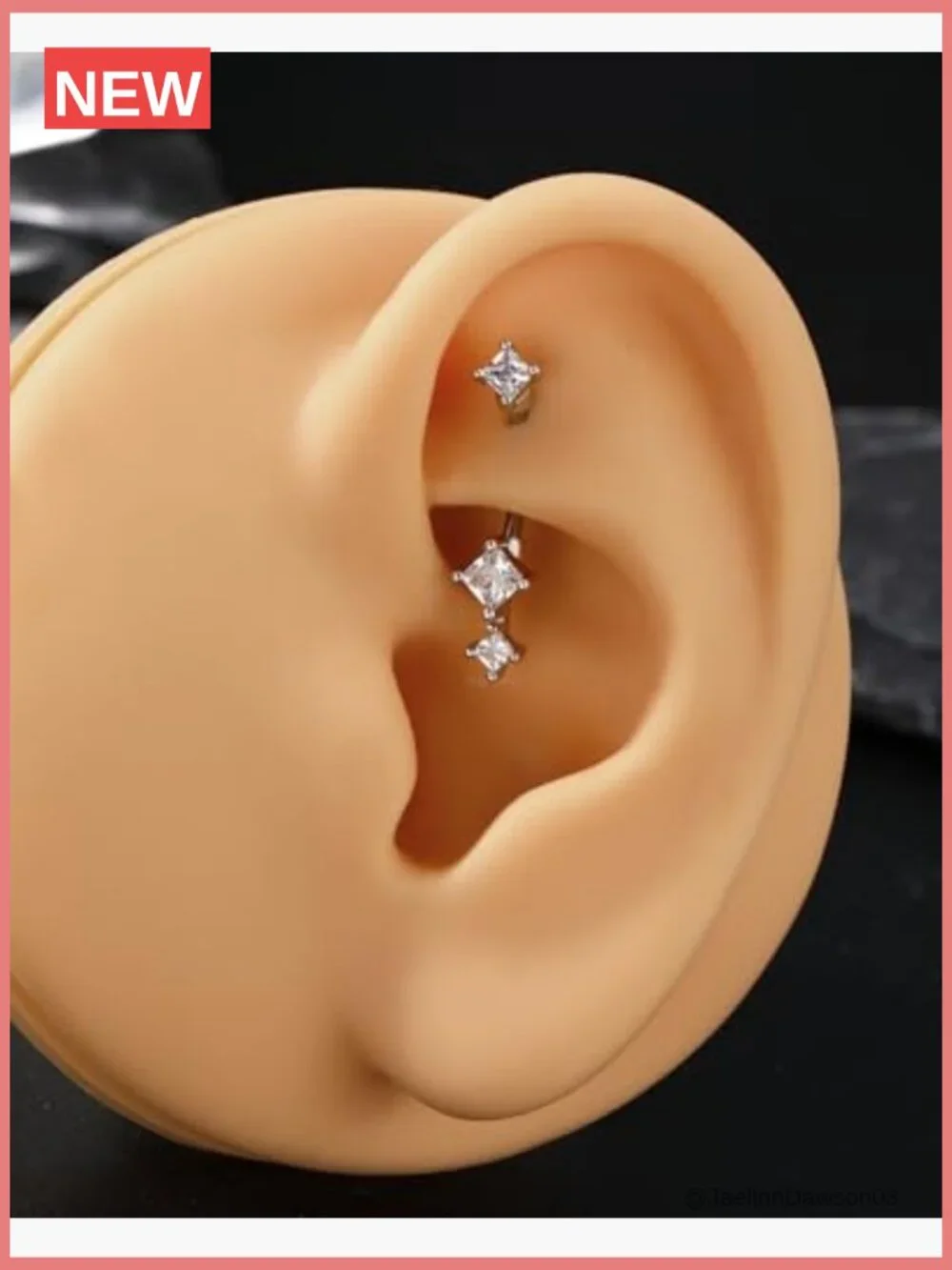 Minimalist Rook Earrings 8mm Silver Stainless Steel Clear CZ Curved Barbell 16G